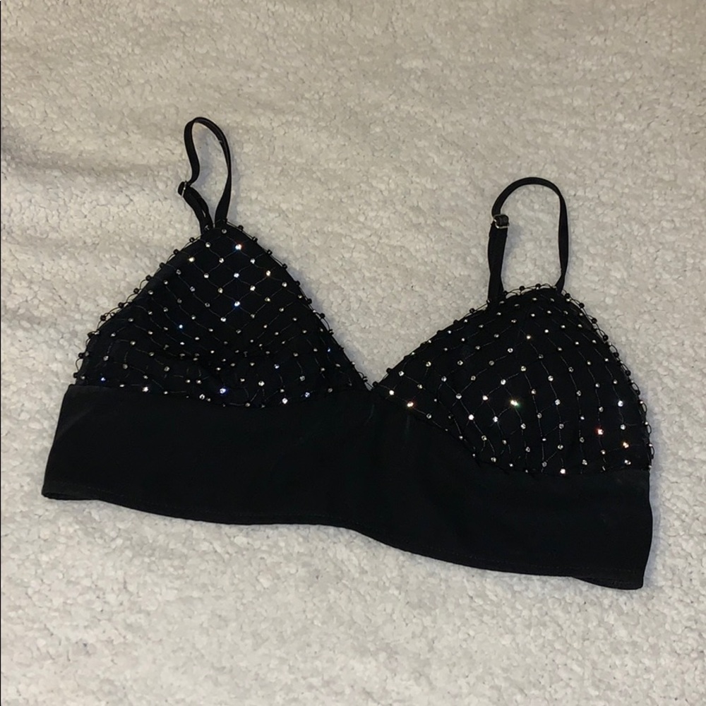 fancy black sparkle bra